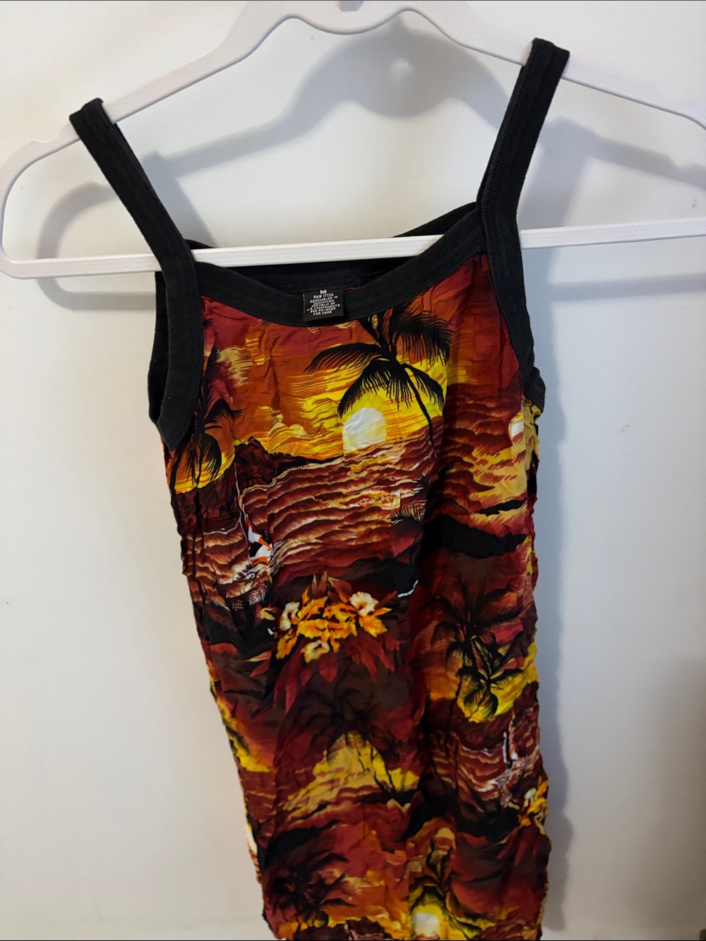 Girls Tropical Sunset One-Piece Swimsuit - Black Trim